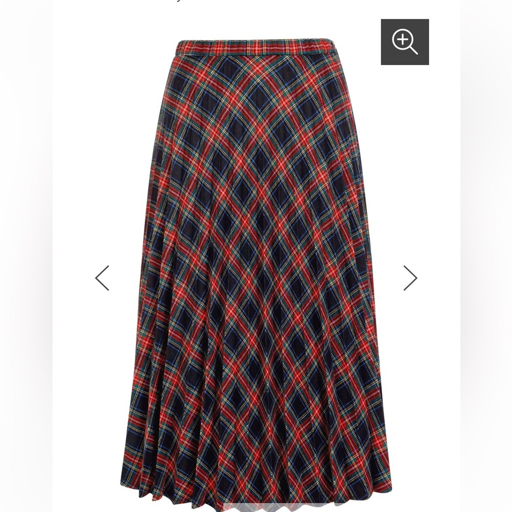 FORE Women Plaid Pleated Skirt Red Blue Classic Academia Festive Holiday XS Chic